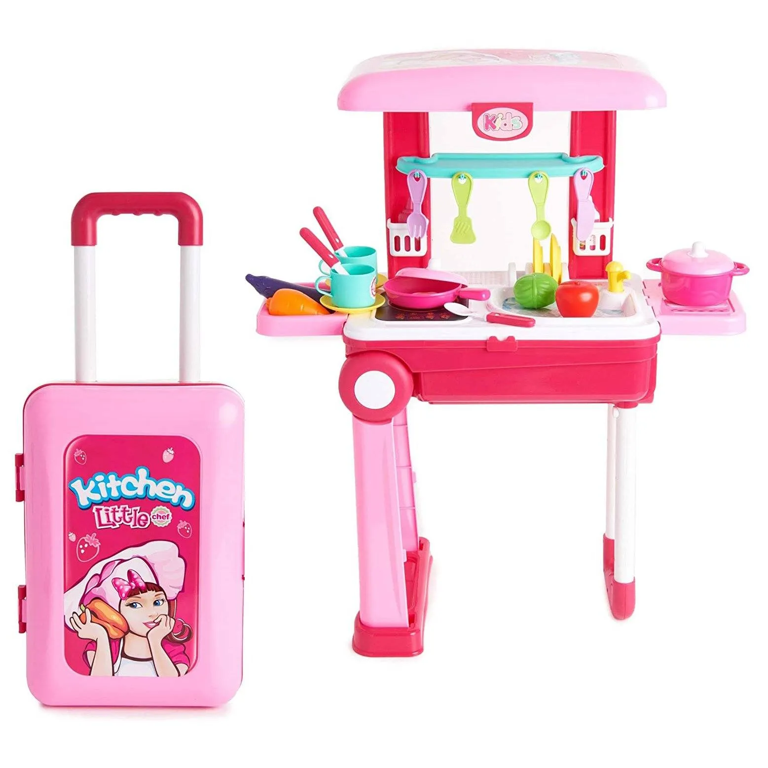 Toy Chef 2-in-1 Pretend Play Travel Set For Kids