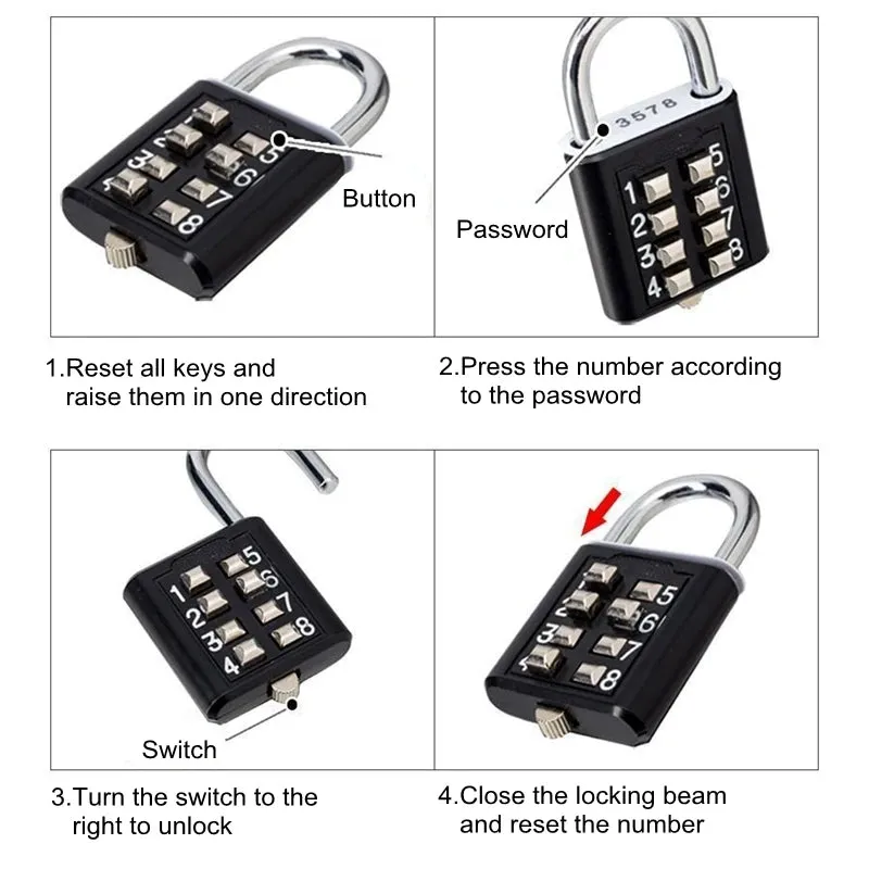 Travel Smart: 8-Digit Zinc Alloy Combination Padlock