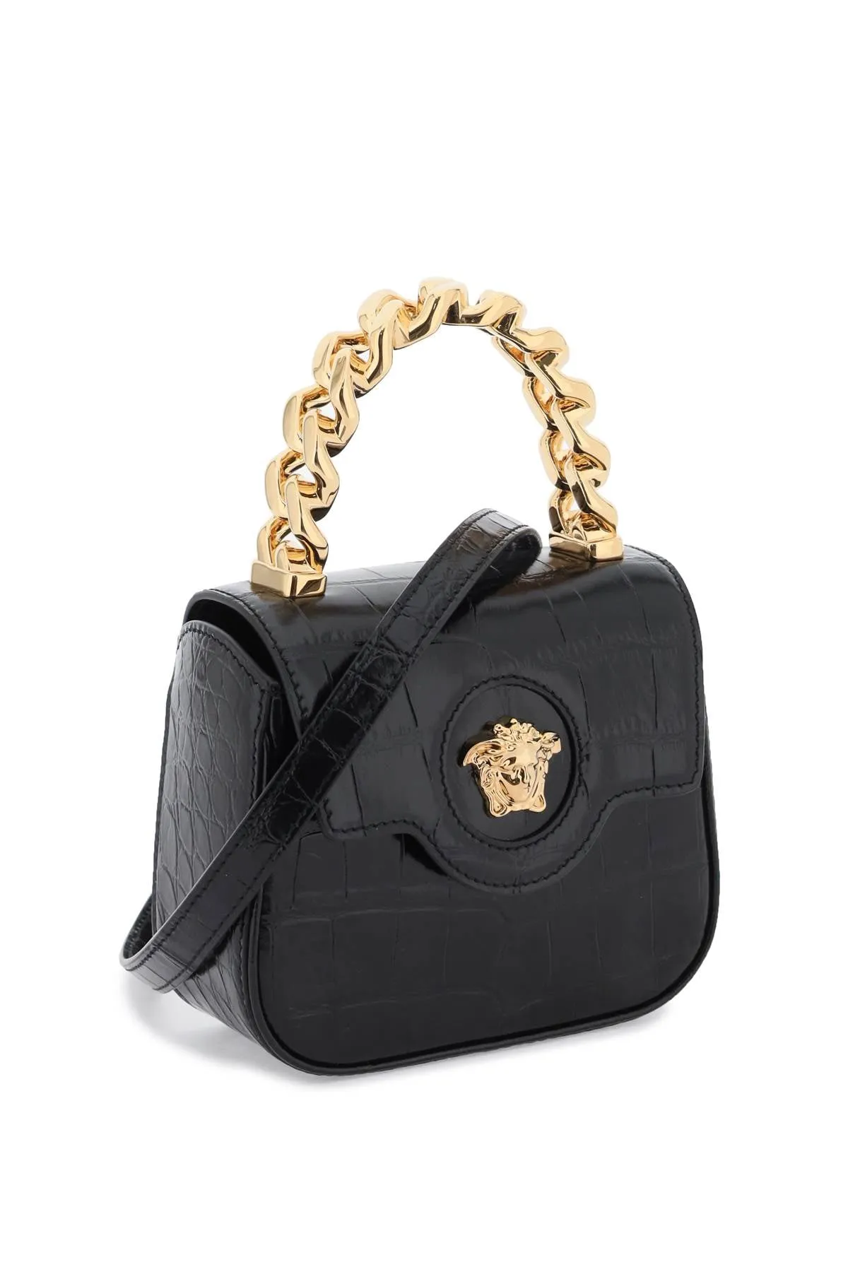 Versace Croco-Embossed Leather 'La Medusa' Mini Bag