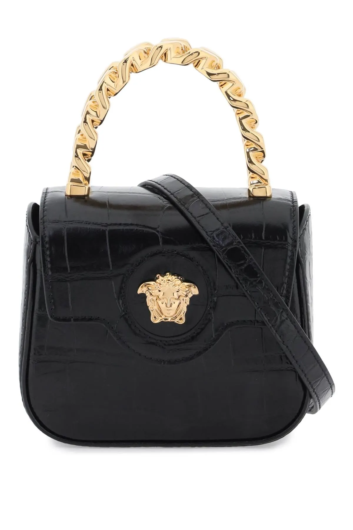 Versace Croco-Embossed Leather 'La Medusa' Mini Bag