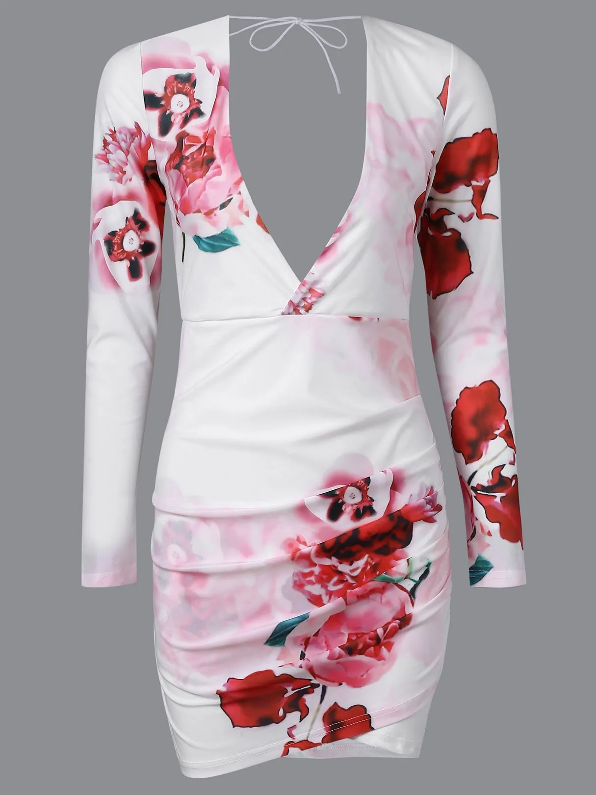 Wholesale Long Sleeve Floral Print Fashion Mini Dress