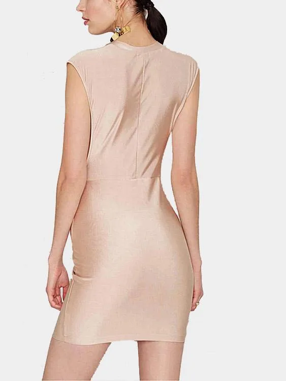 Wholesale Rose Crew Neck Sleeveless Plain Mini Dress