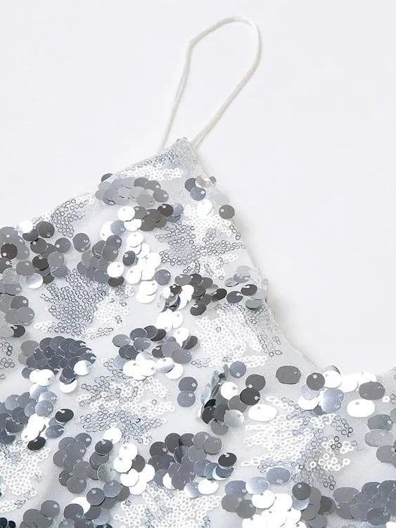 Wholesale Silver V-Neck Sleeveless Mini Dresses